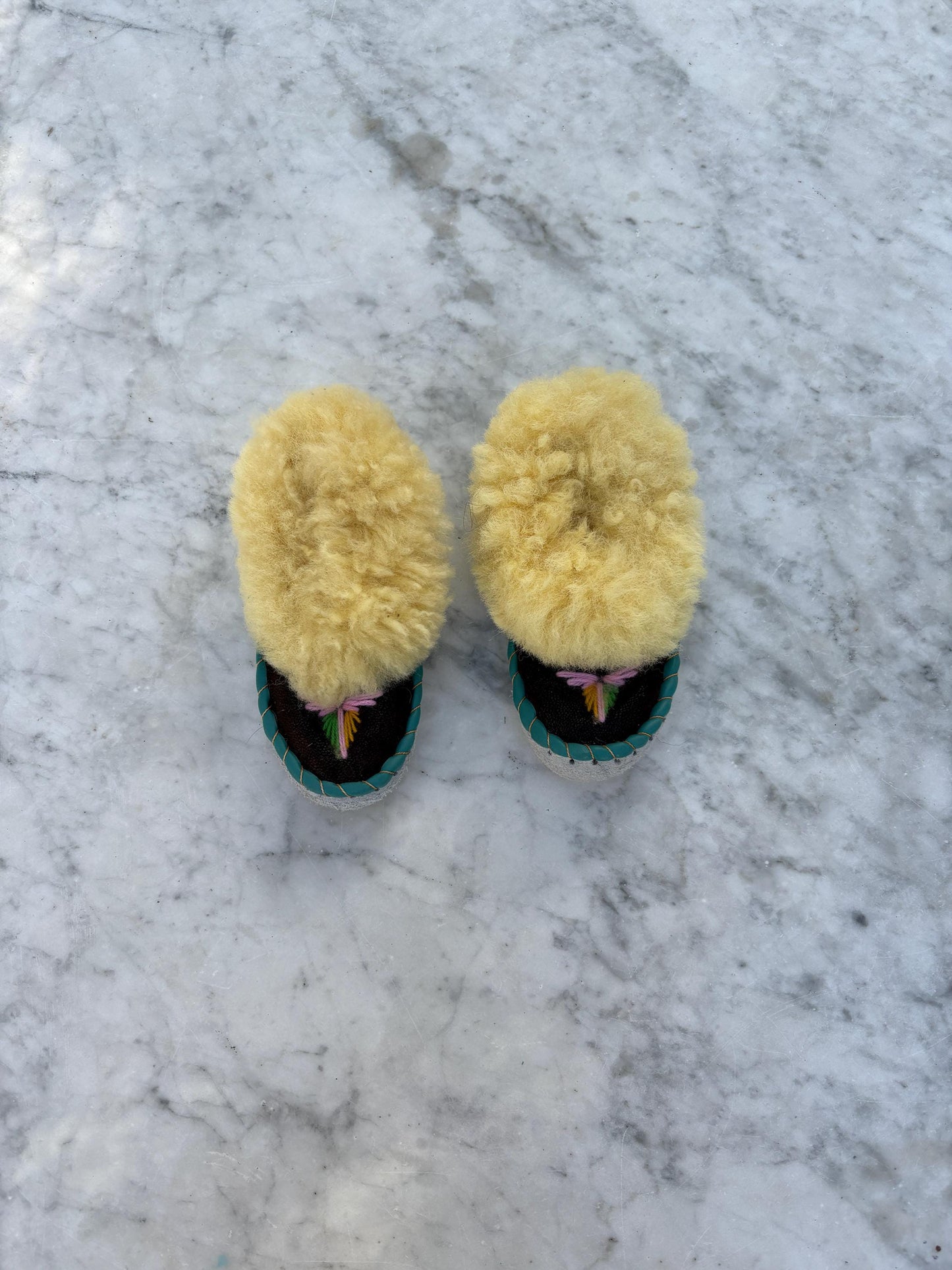 Vintage wool slippers for kids, handmade sheepskin moccasins, warm house shoes, soft sole toddler slippers, cozy winter booties, EU 17-30