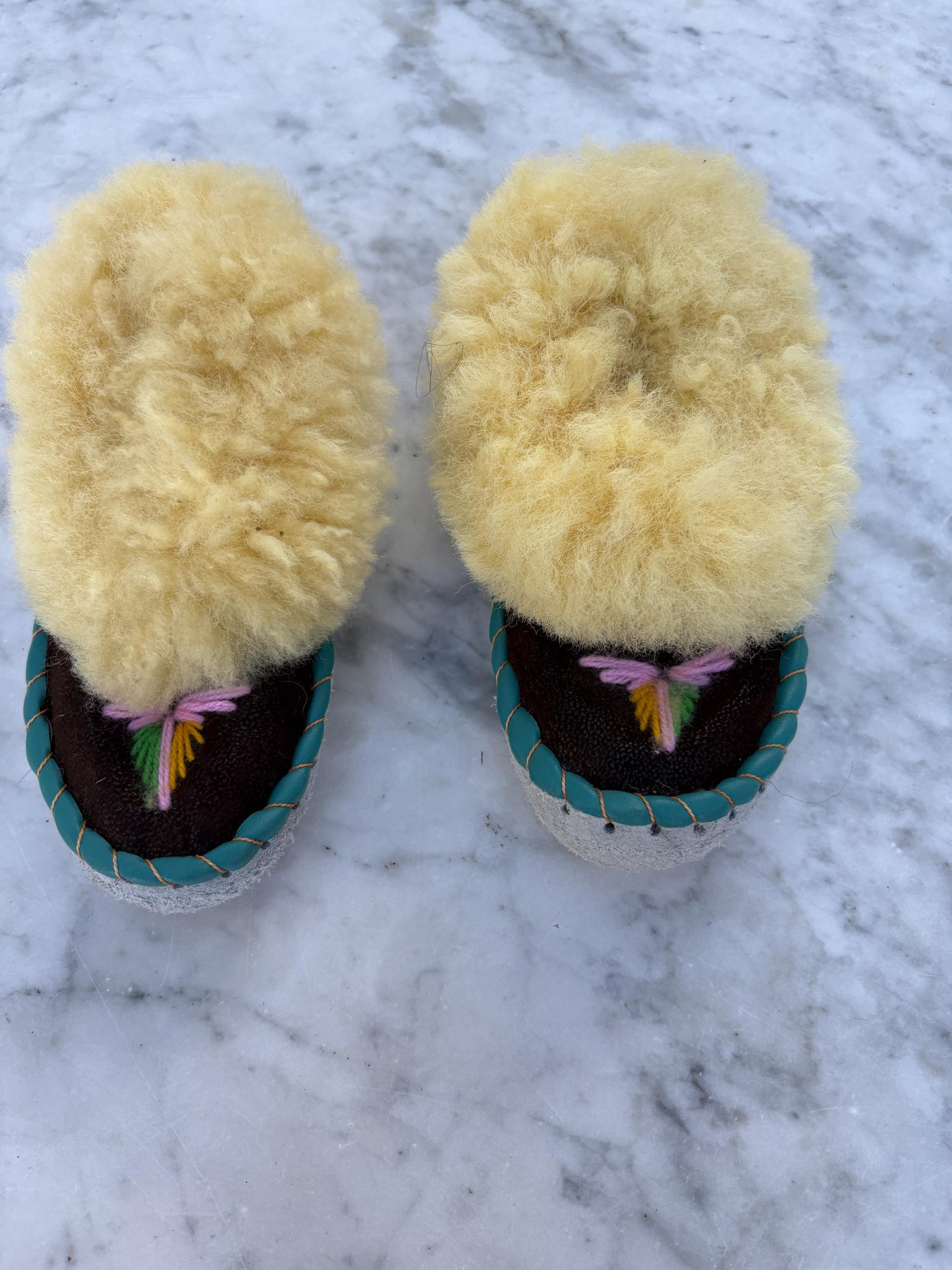 Vintage wool slippers for kids, handmade sheepskin moccasins, warm house shoes, soft sole toddler slippers, cozy winter booties, EU 17-30