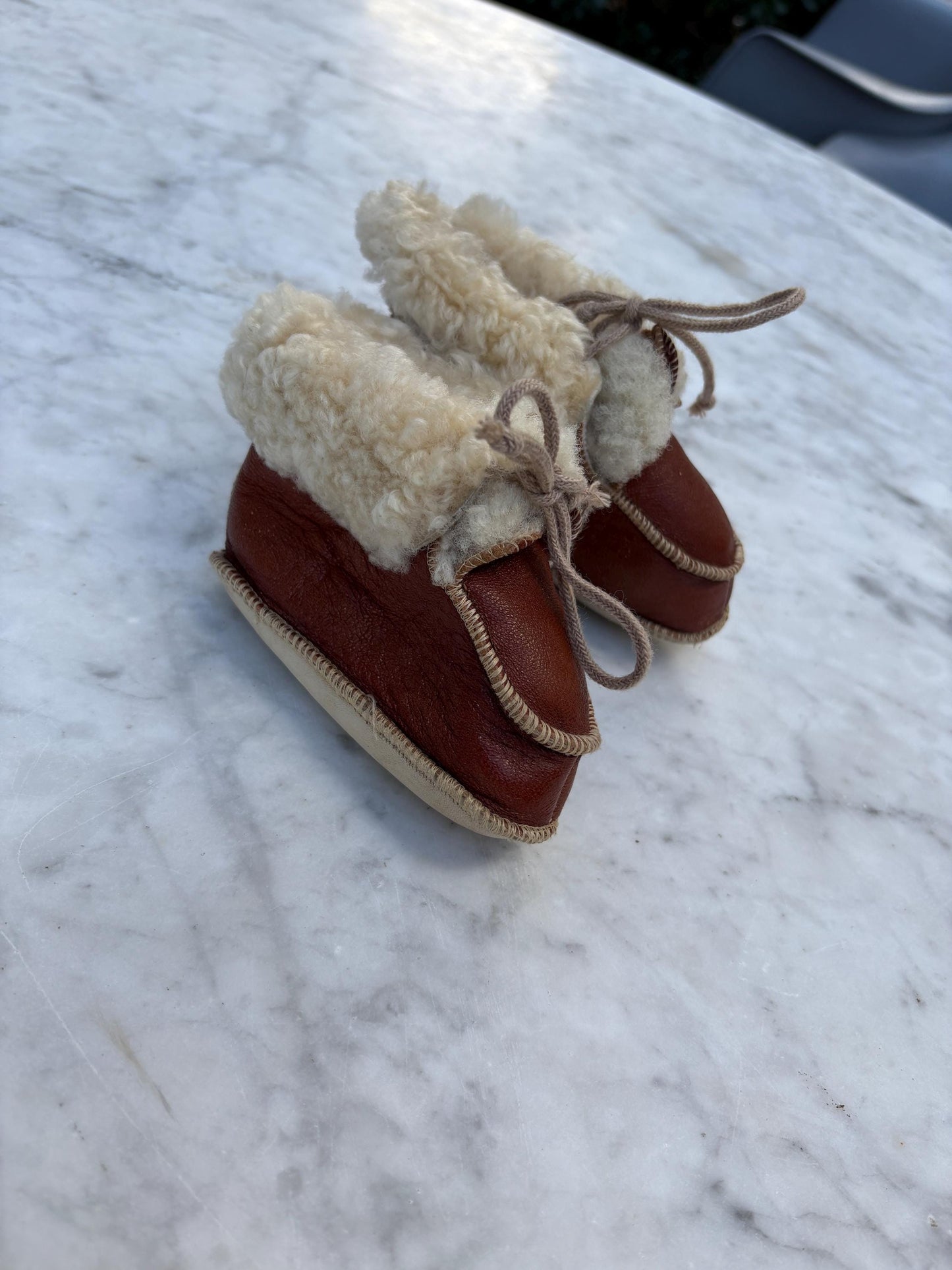 Baby Sheepskin Booties, Leather Wool Baby Shoes, Handmade Infant Winter Boots, Soft Sole Newborn Slippers, Warm Baby Moccasins