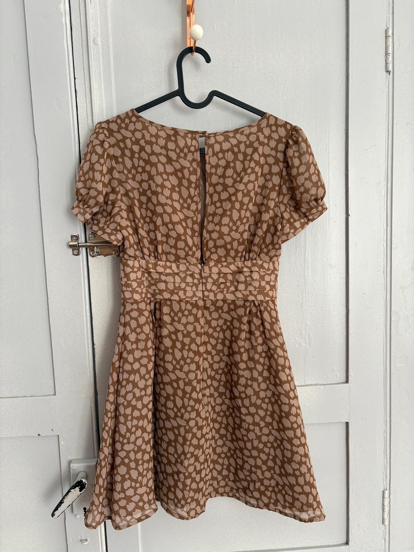 Vintage Adolfo Dominguez Leopard Print Summer Dress EU 34 – Brown Mini Dress