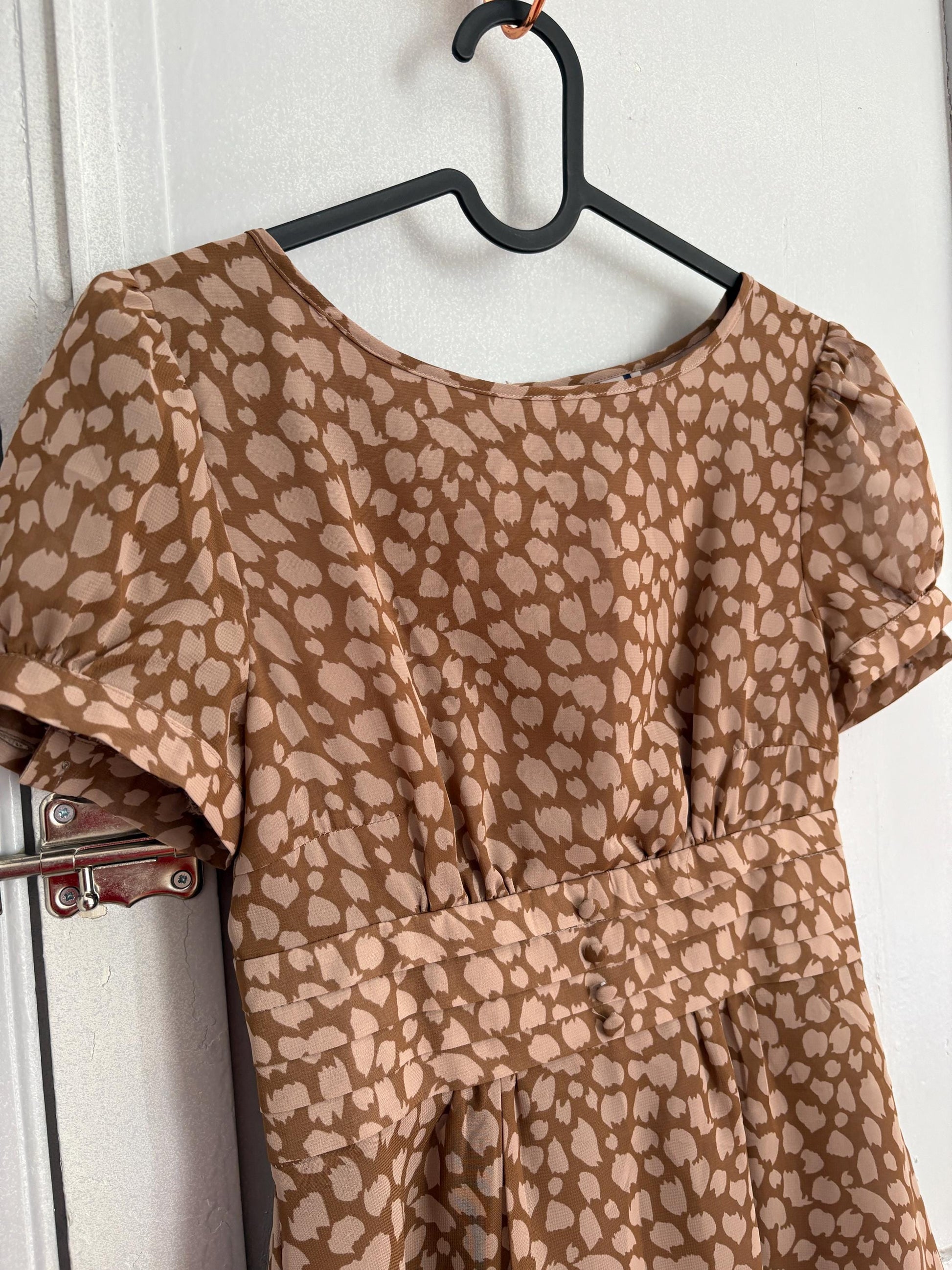 Vintage Adolfo Dominguez Leopard Print Summer Dress EU 34 – Brown Mini Dress