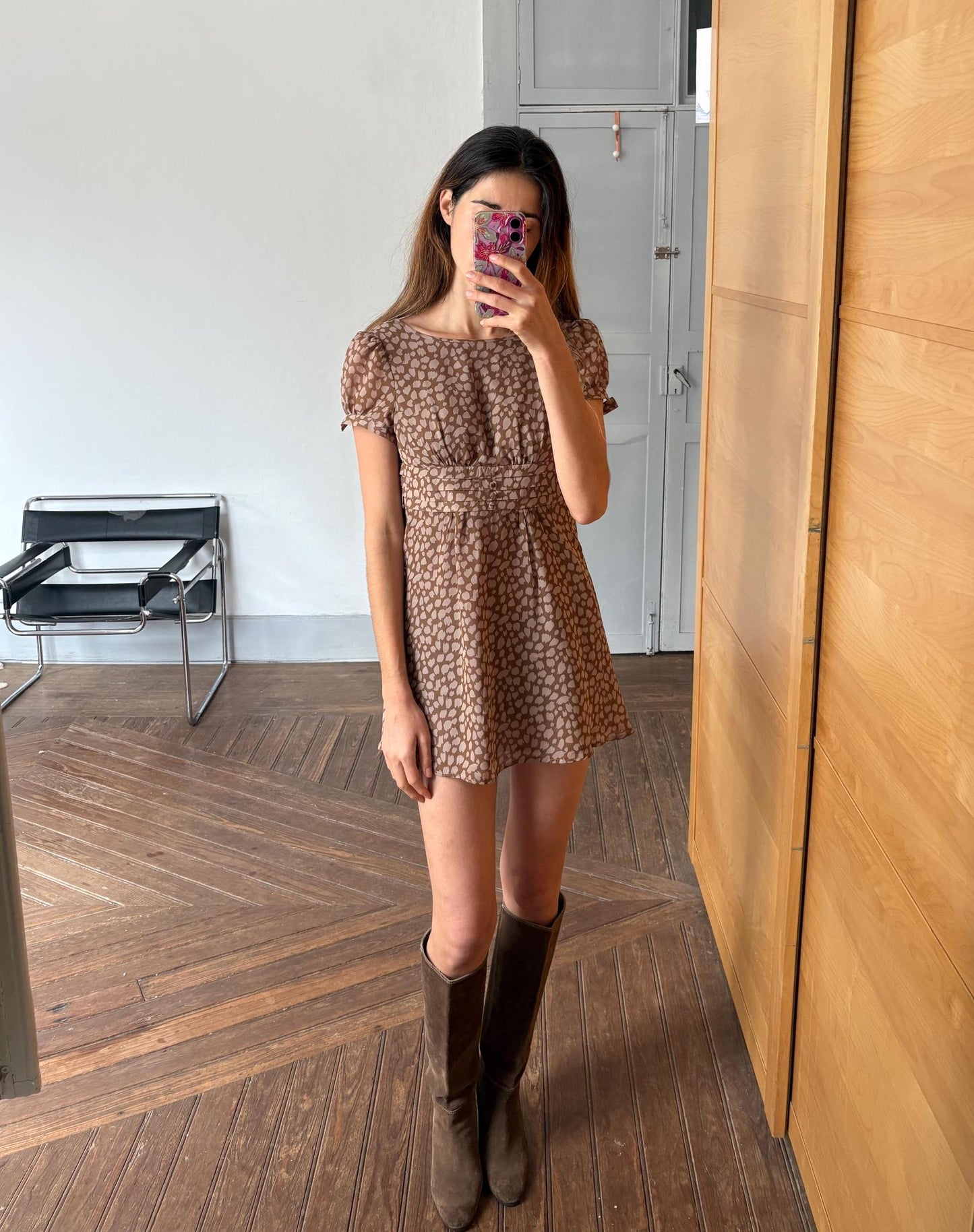 Vintage Adolfo Dominguez Leopard Print Summer Dress EU 34 – Brown Mini Dress