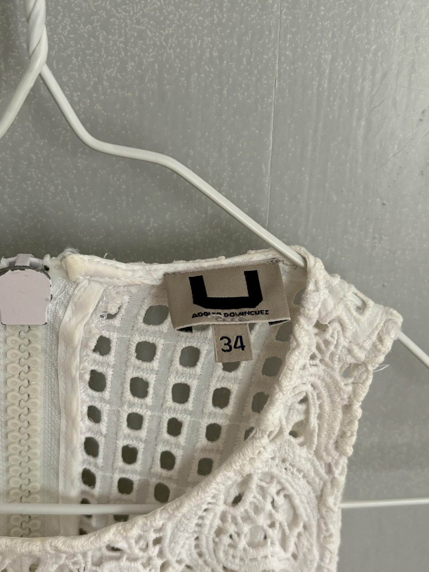 Luxe Adolfo Dominguez White Mini Dress EU 34 – Lace Detail Bridal Summer Party Dress