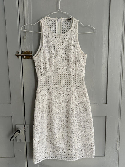 Luxe Adolfo Dominguez White Mini Dress EU 34 – Lace Detail Bridal Summer Party Dress