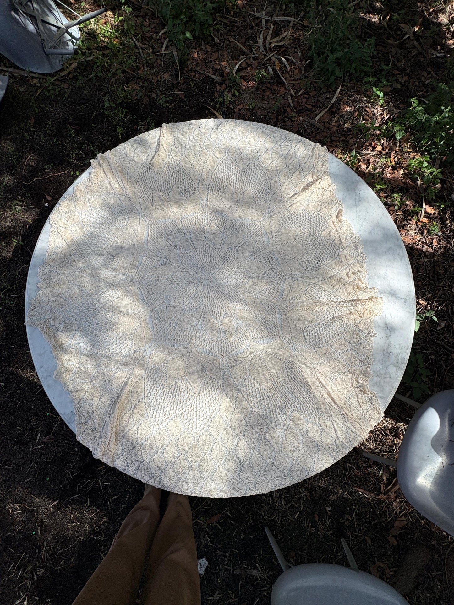 Handmade Crochet Lace Blanket, Round Lace Tablecloth, Vintage Boho Bedspread, Openwork Lace Throw, Shabby Chic Sofa Cover, Cottagecore Decor