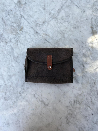 Vintage Leather Travel Toiletry Bag — back view
