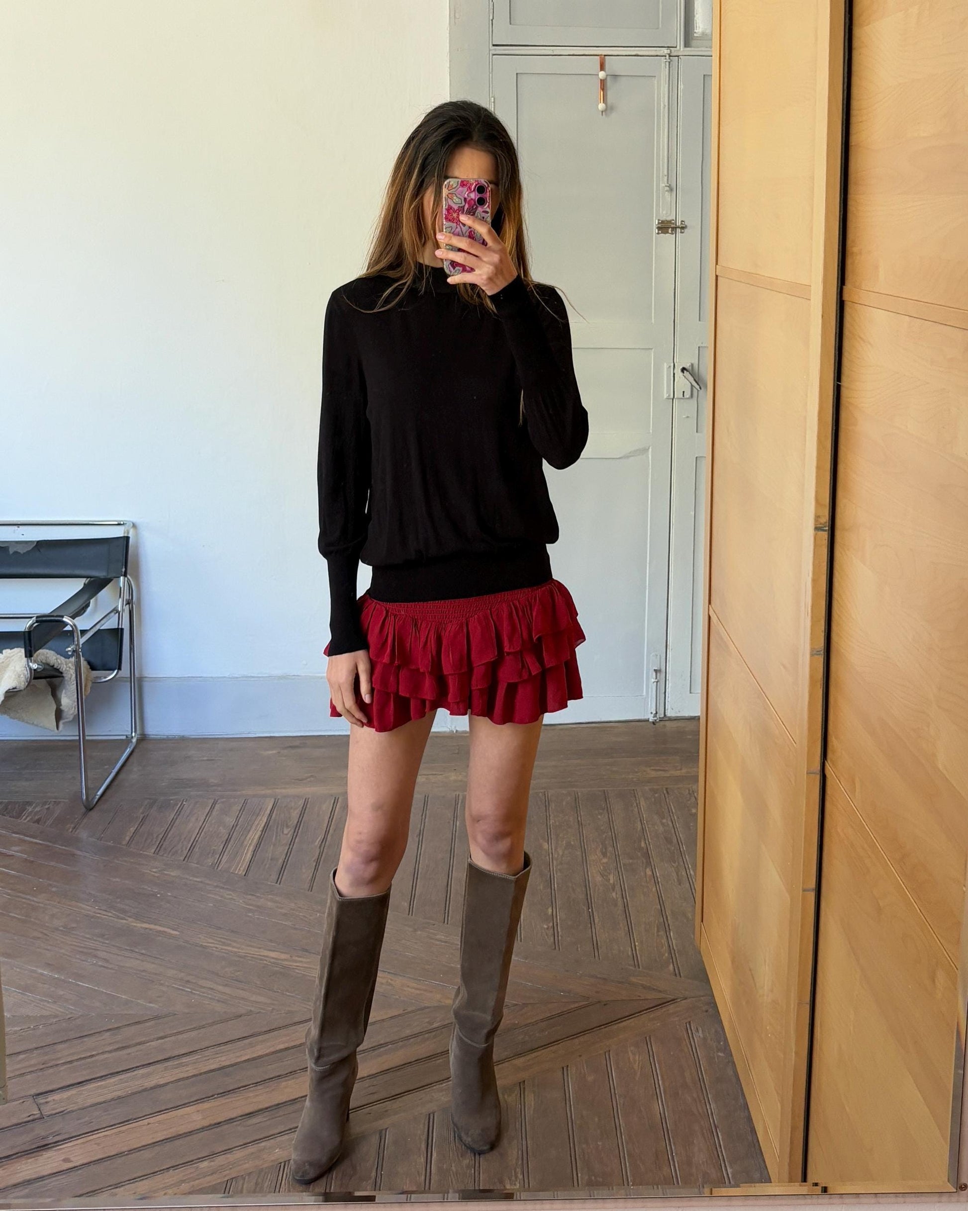 Vintage black René Lezard long sleeve shirt, Elegant open back formal black top, European designer clothing, Size L