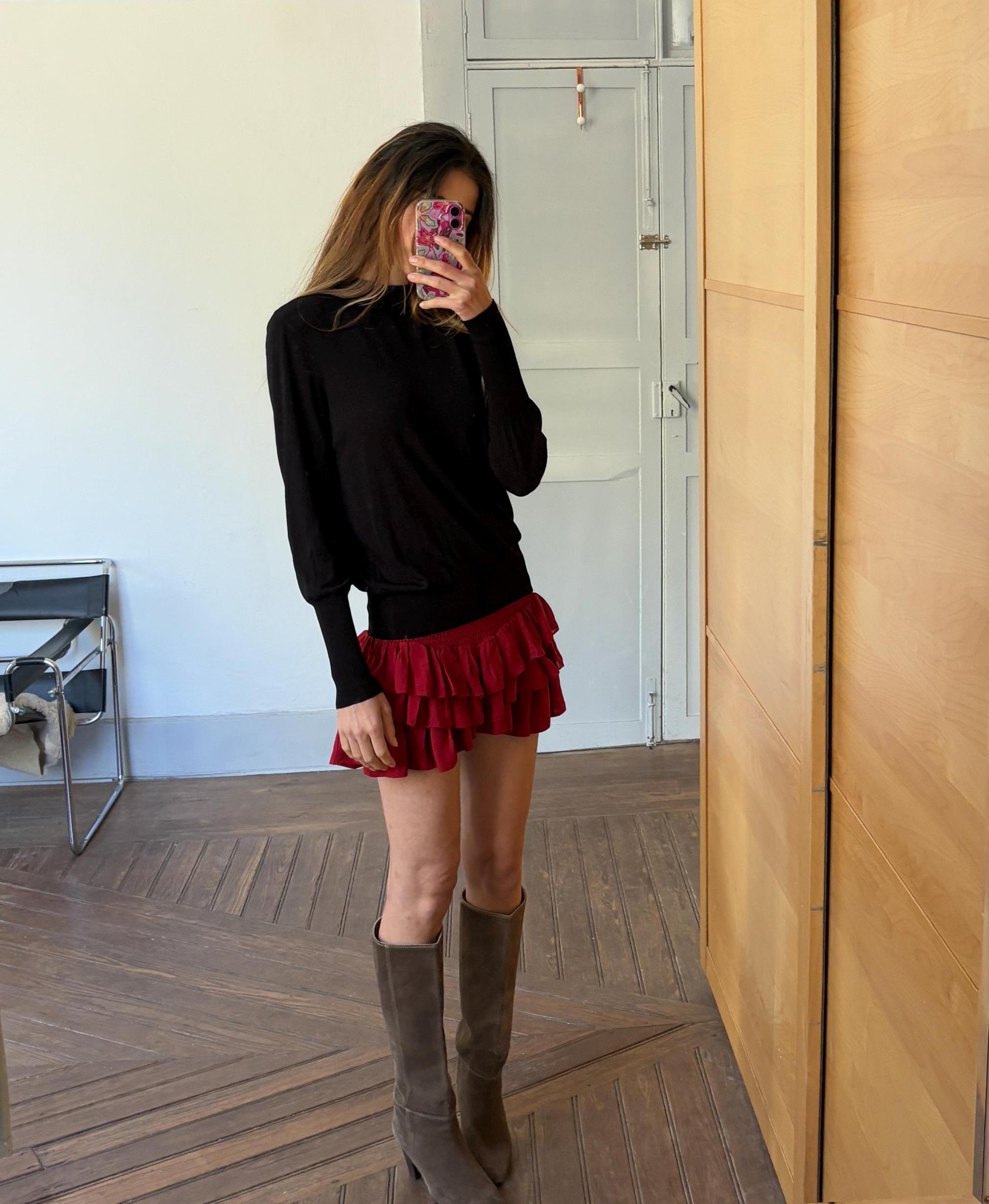 Vintage black René Lezard long sleeve shirt, Elegant open back formal black top, European designer clothing, Size L