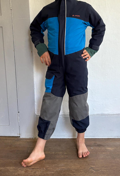 Vaude Kids Waterproof Snowsuit, Eco-Friendly Ski Suit, Blue Outdoor Winter Gear