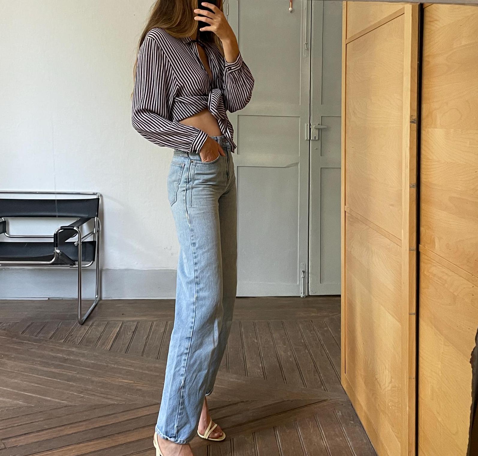 Vintage 100 % pure silk striped woman blouse, True treasure long sleeve feminine shirt, Retro embroidered draping shirt