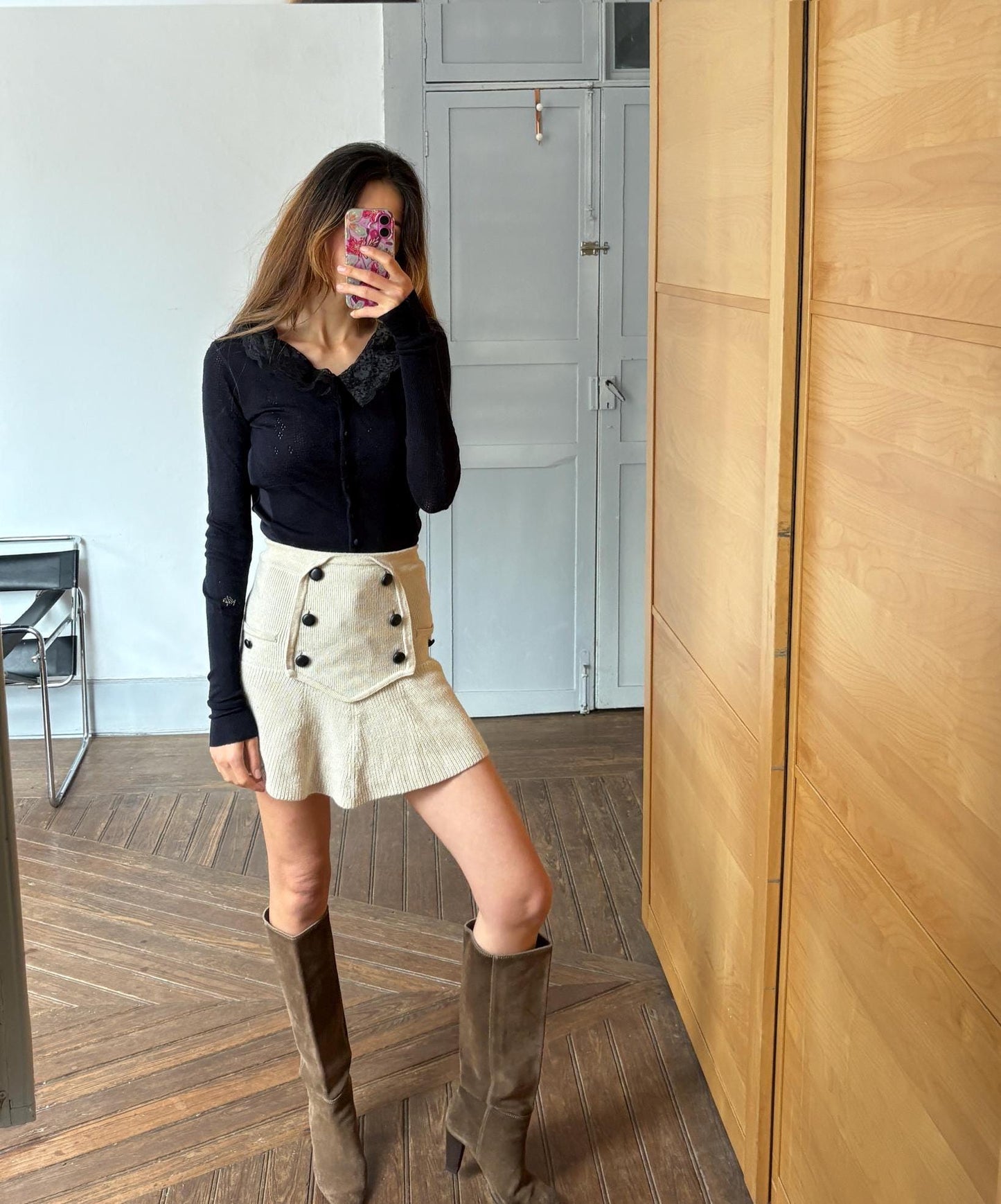 Vintage VDP Dark Blue Romantic Shirt – Long Sleeve Lace Collar Italian Top