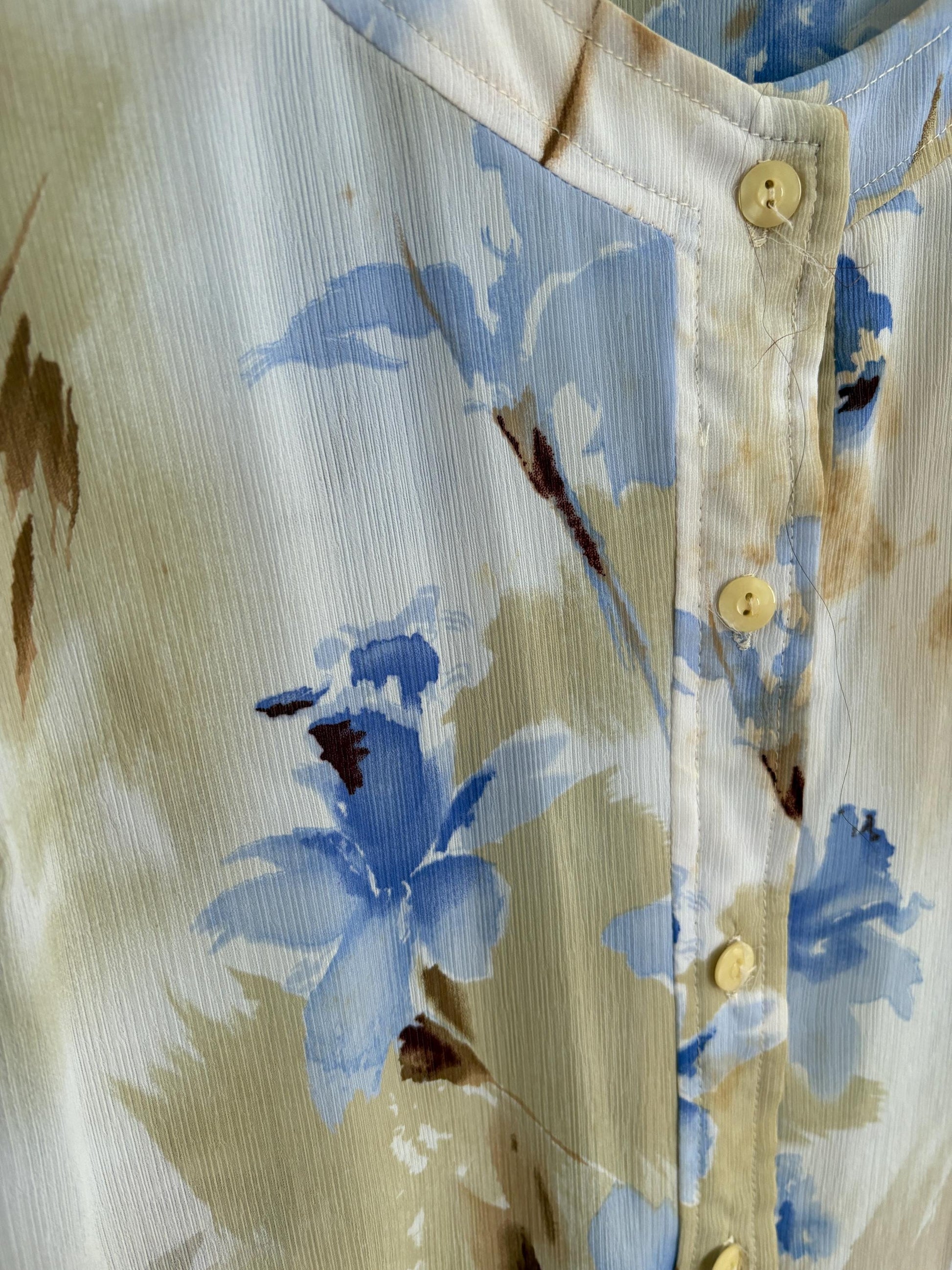 Vintage Floral Blouse, B de Brel Spain, Sheer Button Up Shirt, Romantic Summer Top, Women’s Size EU 44 - 46 / US L, Cottagecore Blouse