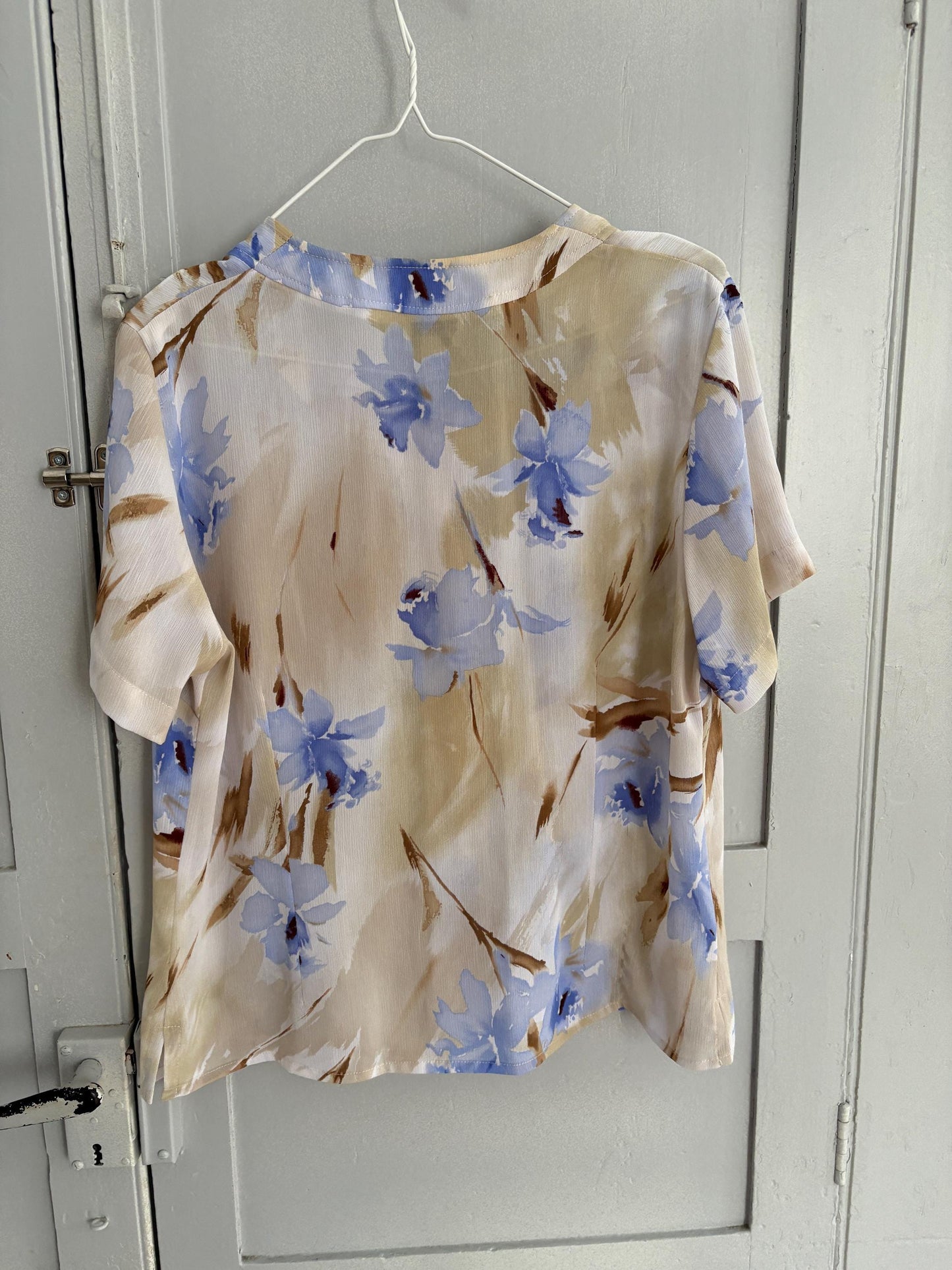 Vintage Floral Blouse, B de Brel Spain, Sheer Button Up Shirt, Romantic Summer Top, Women’s Size EU 44 - 46 / US L, Cottagecore Blouse