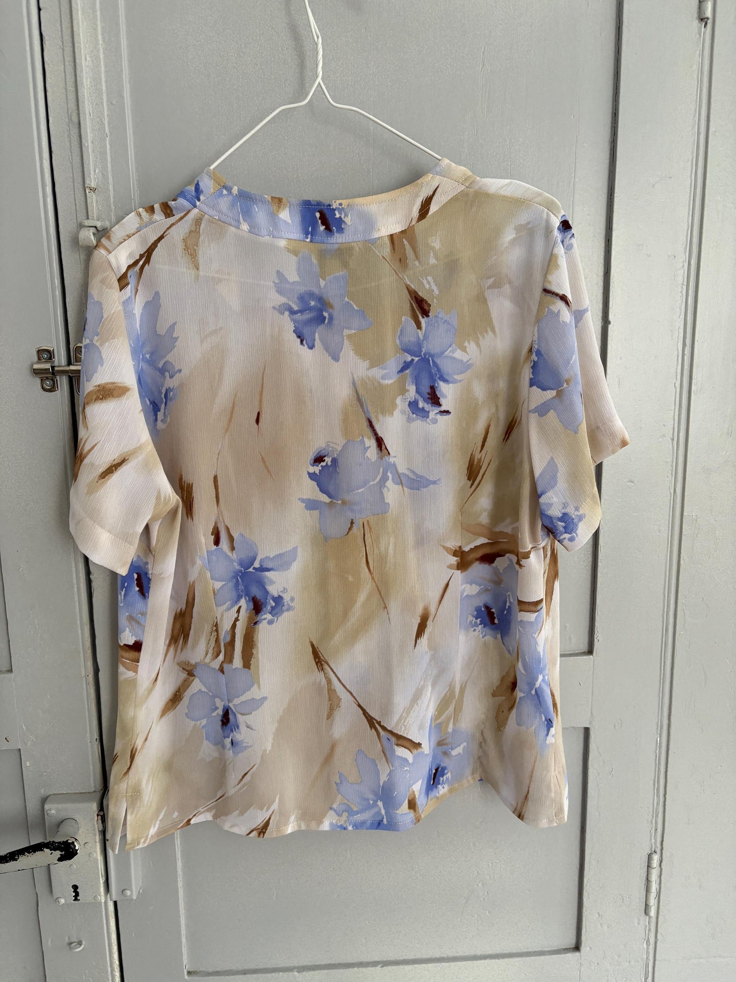 Vintage Floral Blouse, B de Brel Spain, Sheer Button Up Shirt, Romantic Summer Top, Women’s Size EU 44 - 46 / US L, Cottagecore Blouse