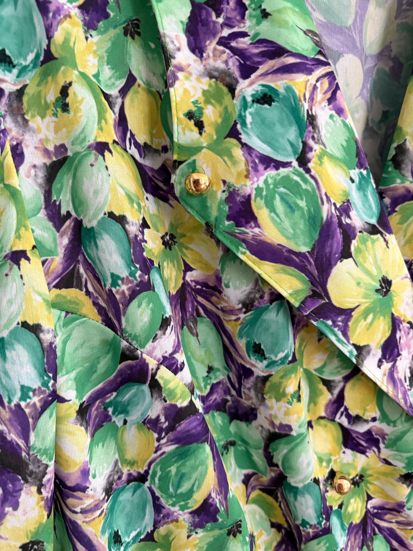 Vintage floral woman camisole, 60s flower top, Short sleeve colourful feminine summer clothing