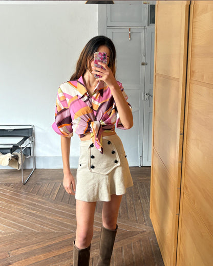 Vintage Abstract Pink Button-Up Shirt — detail