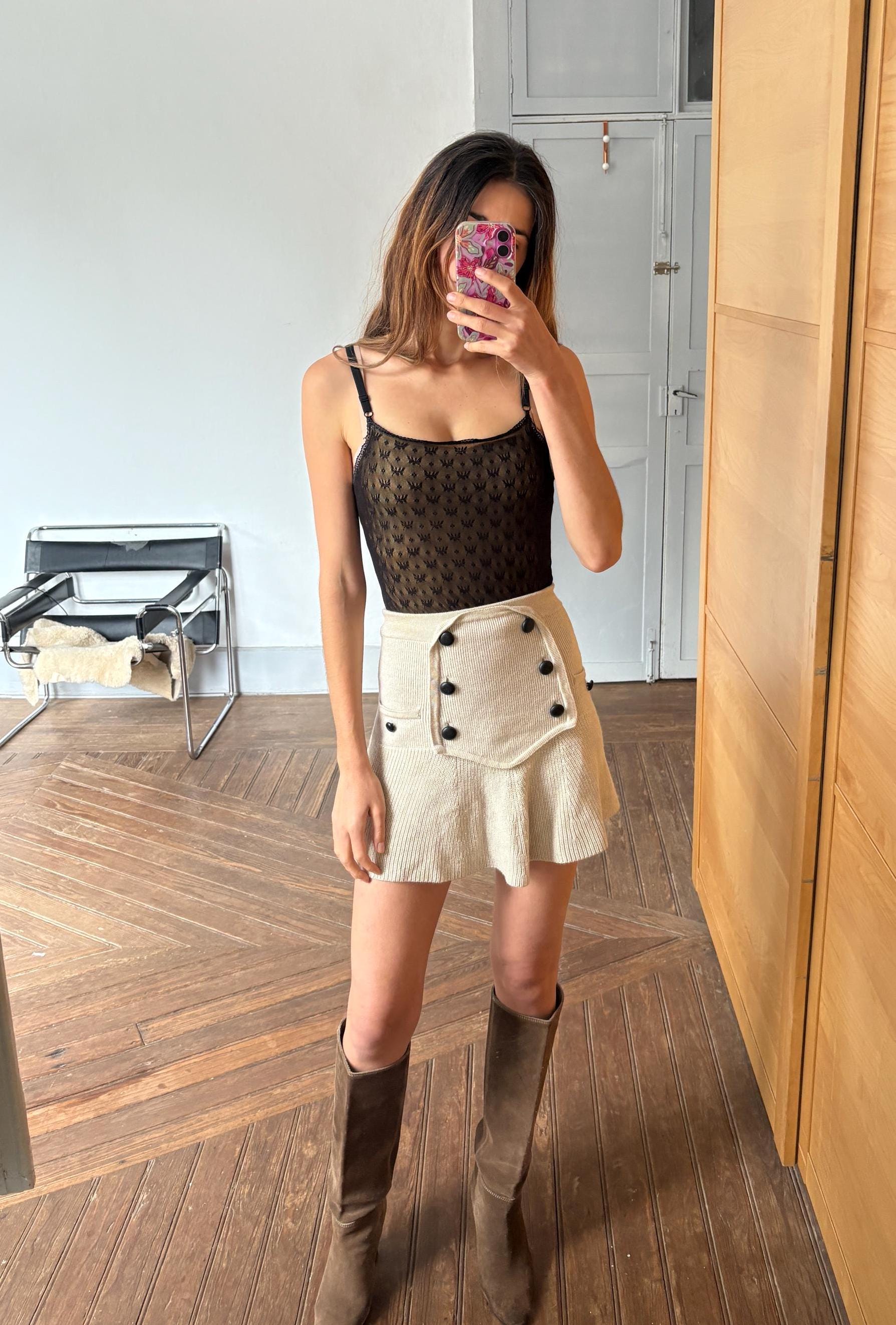 Vintage Black Lace Camisole – Penelope Cotton (El Corte Inglés) – Sheer Floral Mesh Top