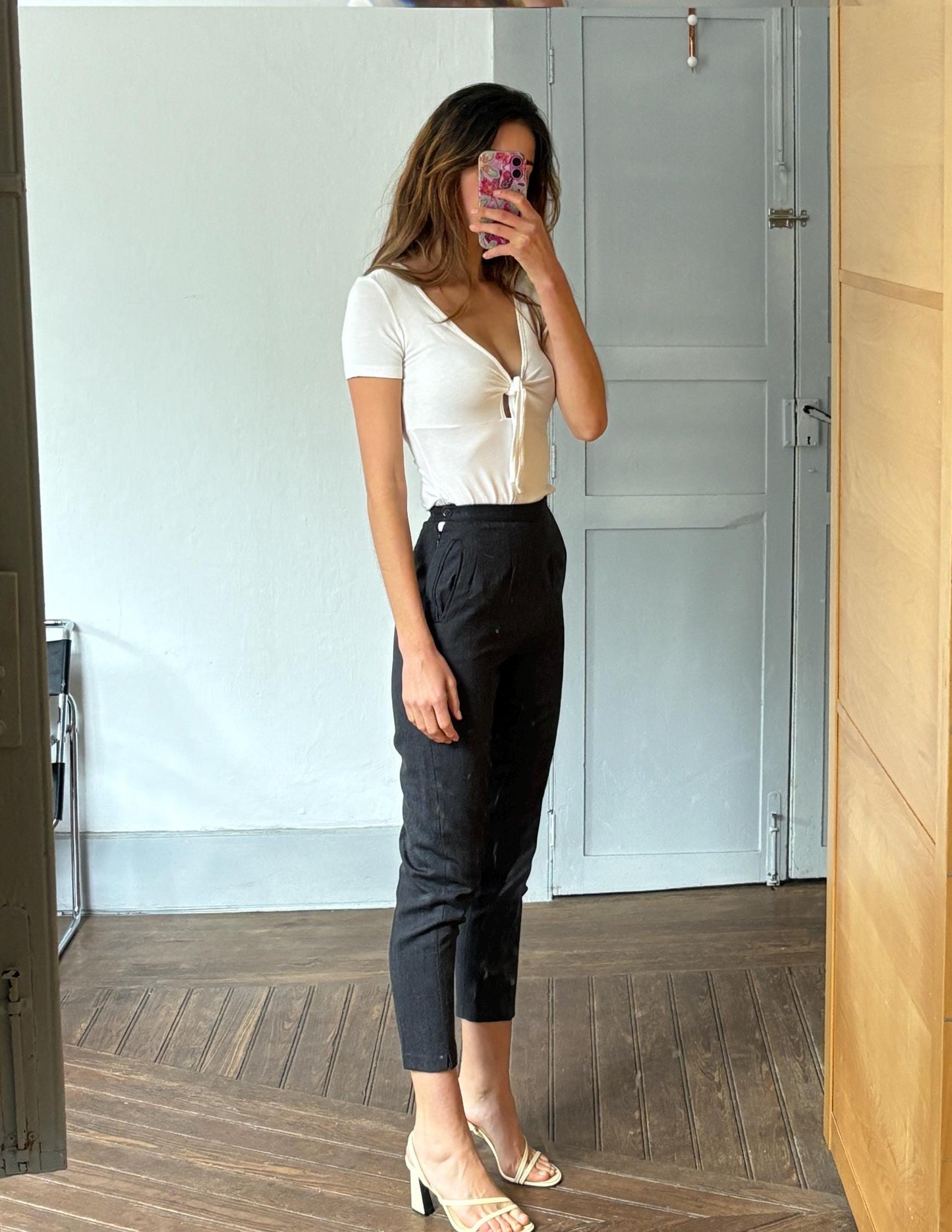 Vintage High-Waisted Tapered Pants, Napoleari Made in Italy, Elegant Slim Fit Trousers, Women’s Size M, Classic Chic Style, Pure soft wool