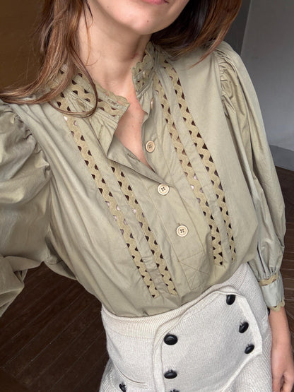 Vintage Antik Batik Statement Blouse — back view