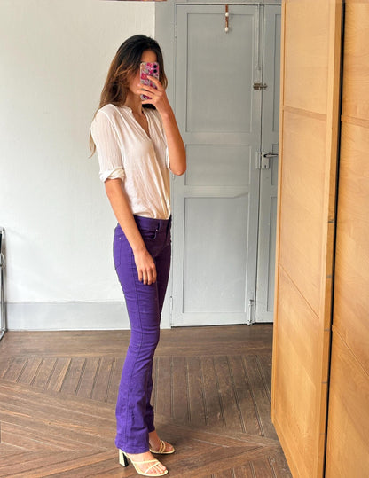 Vintage Purple Y2K Skinny Denim Pants — back view
