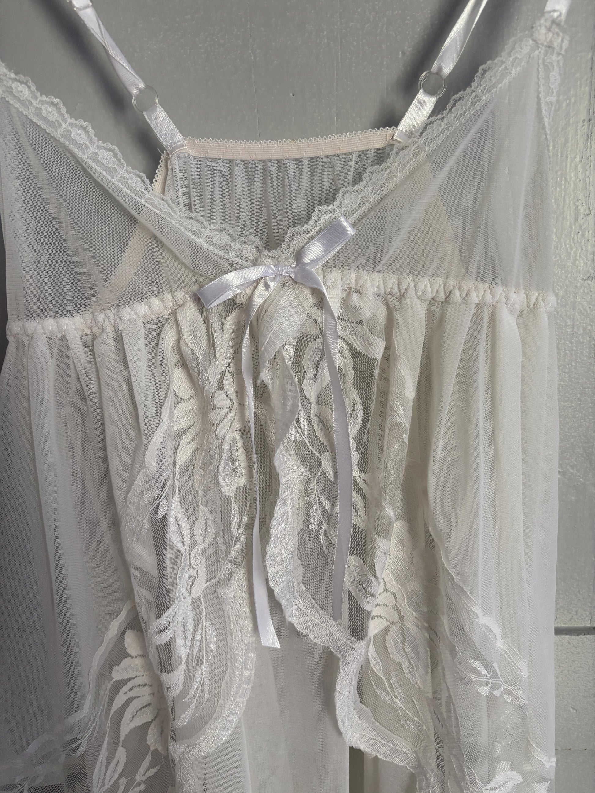 Vintage sexy white sheer babydoll dress, Made in Italy see through night dress, Cute date night pyjamas, Photoshoot clothing, XS