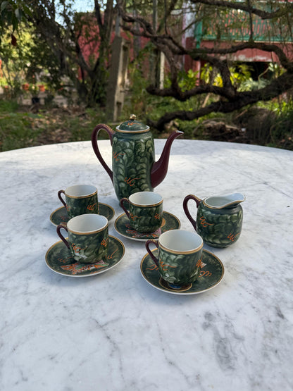 Vintage Kutani Moriage Tea Set, 1920s-1940s — detail