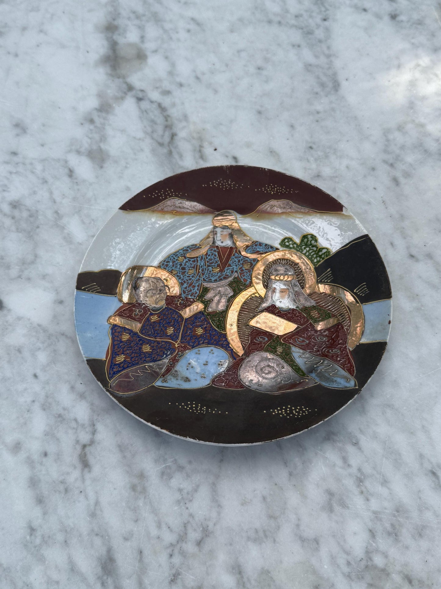 Vintage Hand-Painted Japanese Tea Set – Kutani Moriage Dragon Design, Made in Japan 1920s-1940s, Porcelain Teapot & Cups