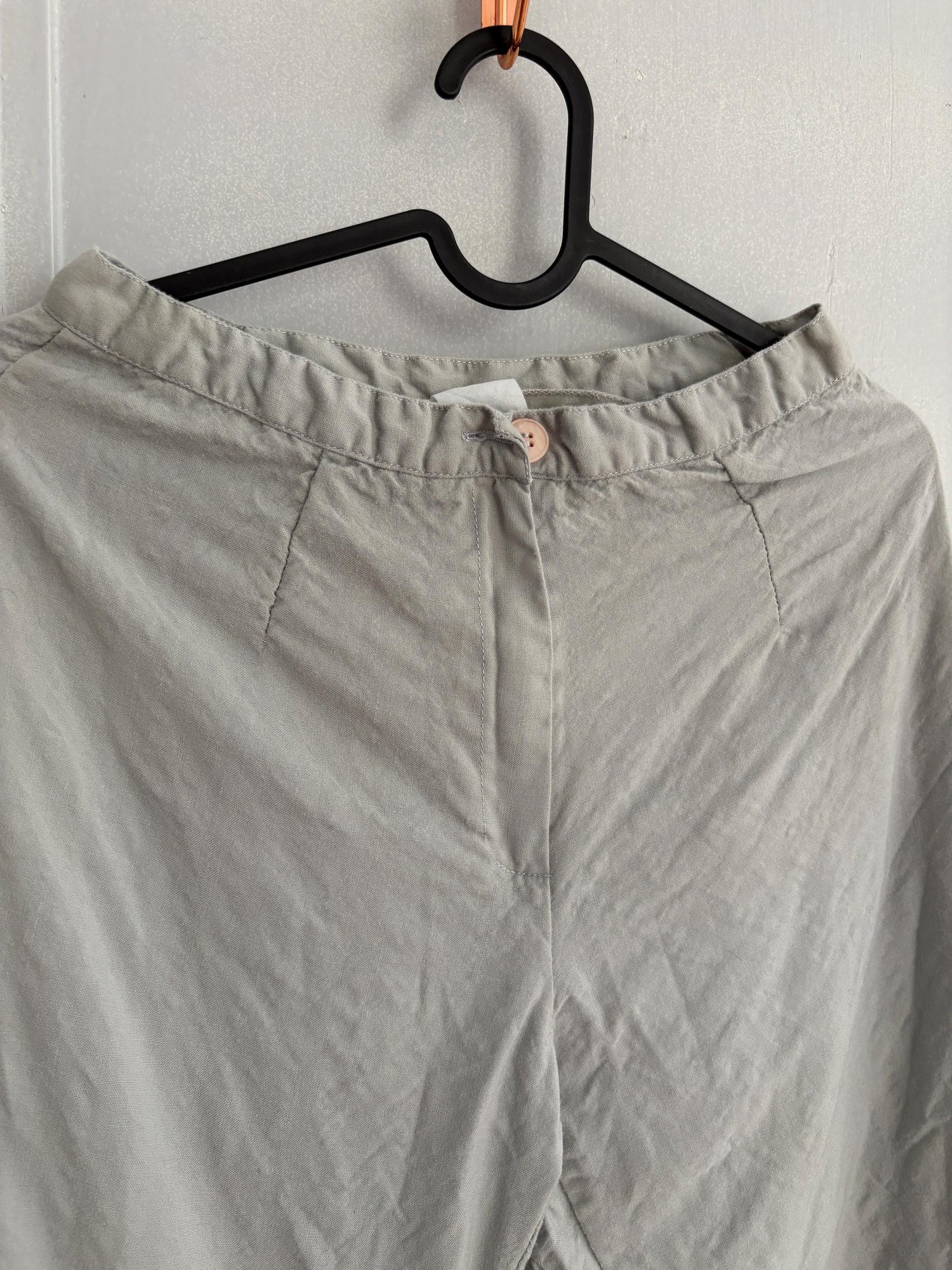 Vintage light blue wool blend look trousers minimal scandi style soft tailored aesthetic slim fit pants