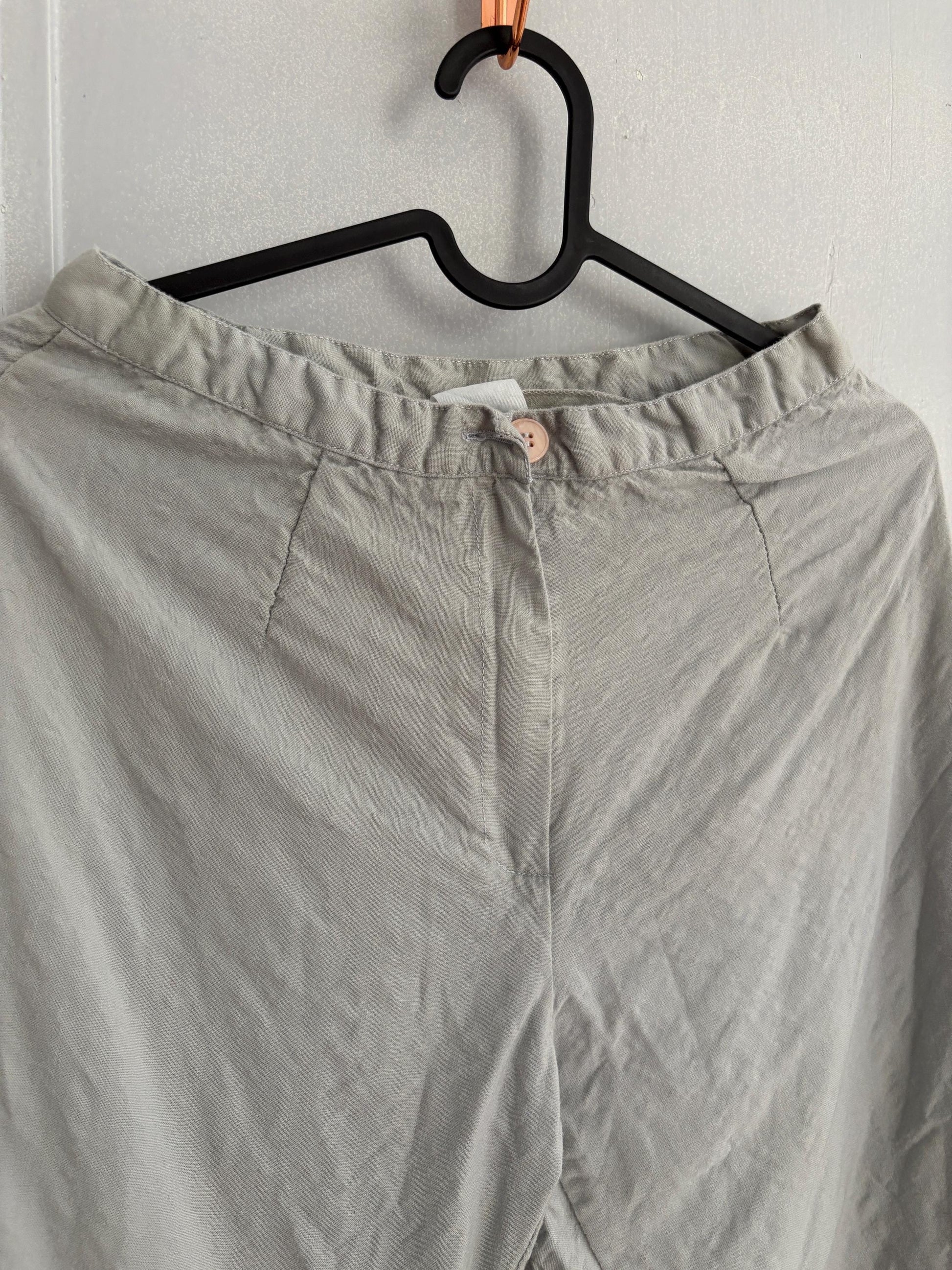 Vintage light blue wool blend look trousers minimal scandi style soft tailored aesthetic slim fit pants