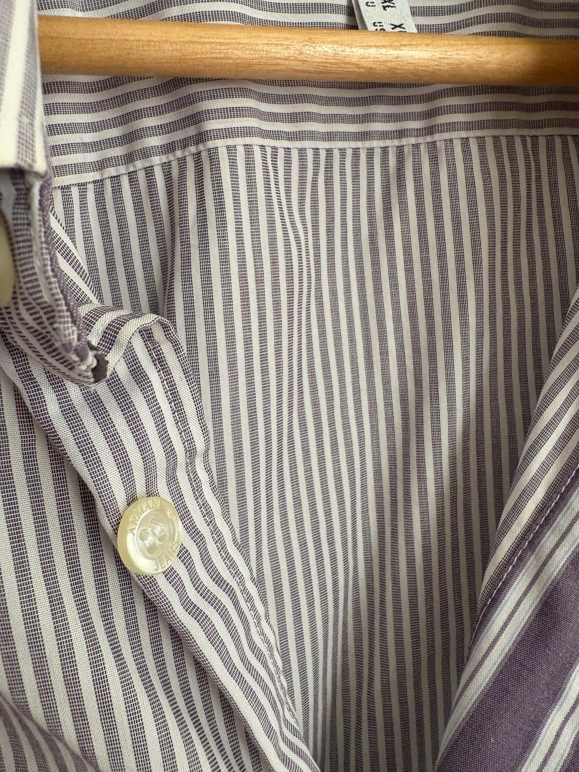 Vintage Armani Jeans Striped Shirt – Oversized Fit, 100% Cotton, Size XXL / US XL, Classic Button-Up