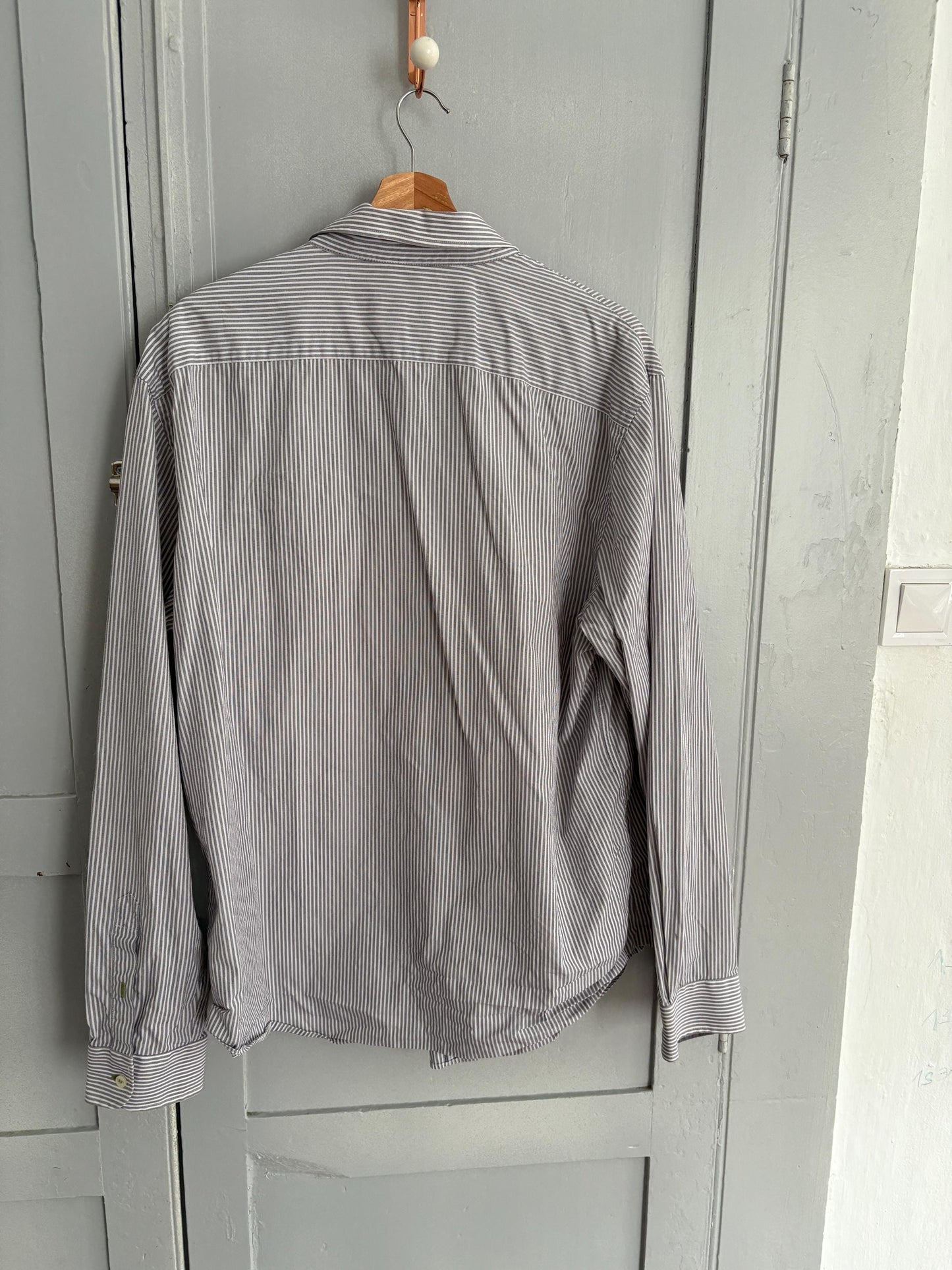 Vintage Armani Jeans Striped Shirt – Oversized Fit, 100% Cotton, Size XXL / US XL, Classic Button-Up