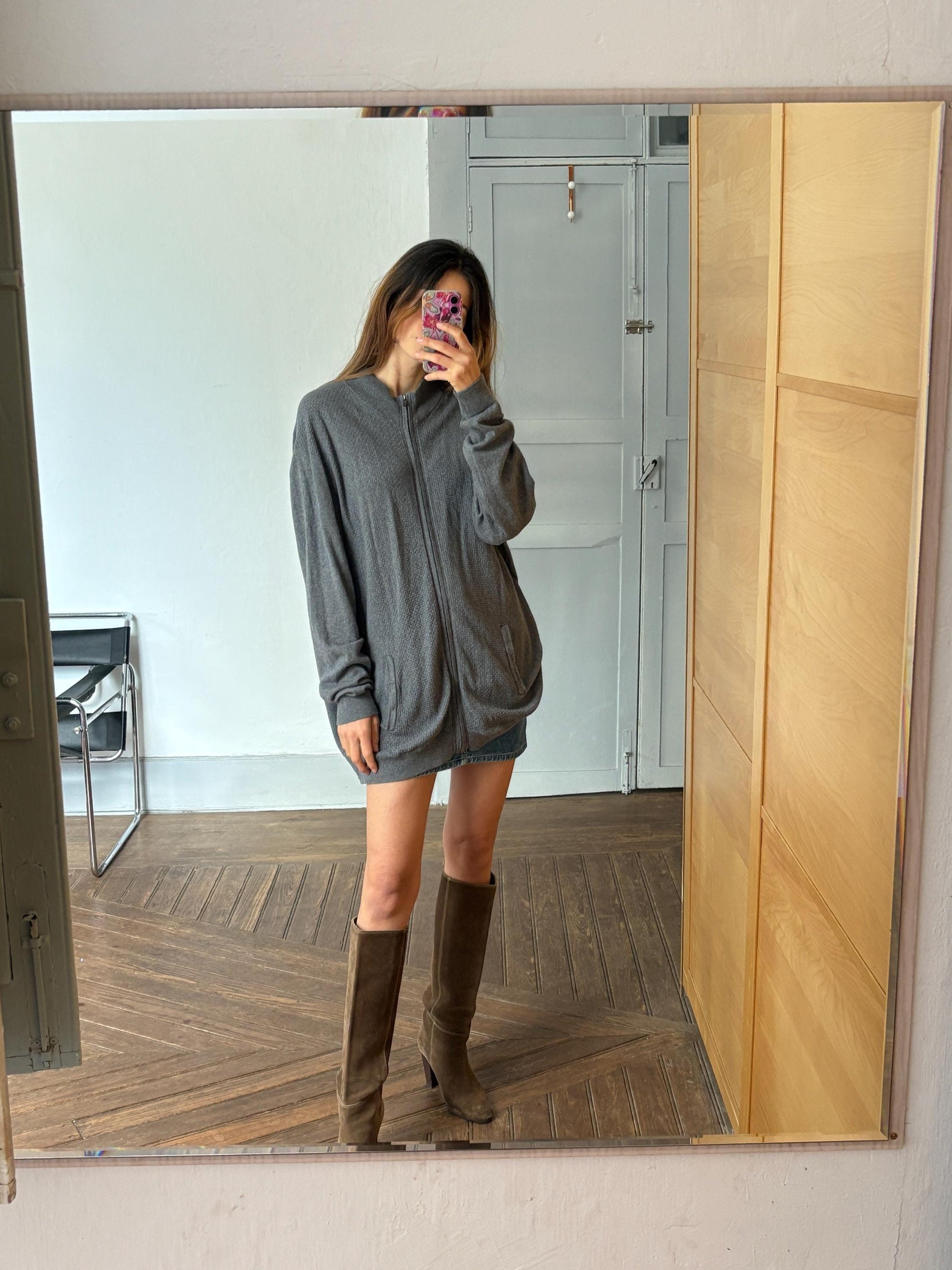 Vintage Emidio Tucci Zip-Up Knit Vest , Luxury cotton silk cashmere vest, Oversized Fit Jumper, S