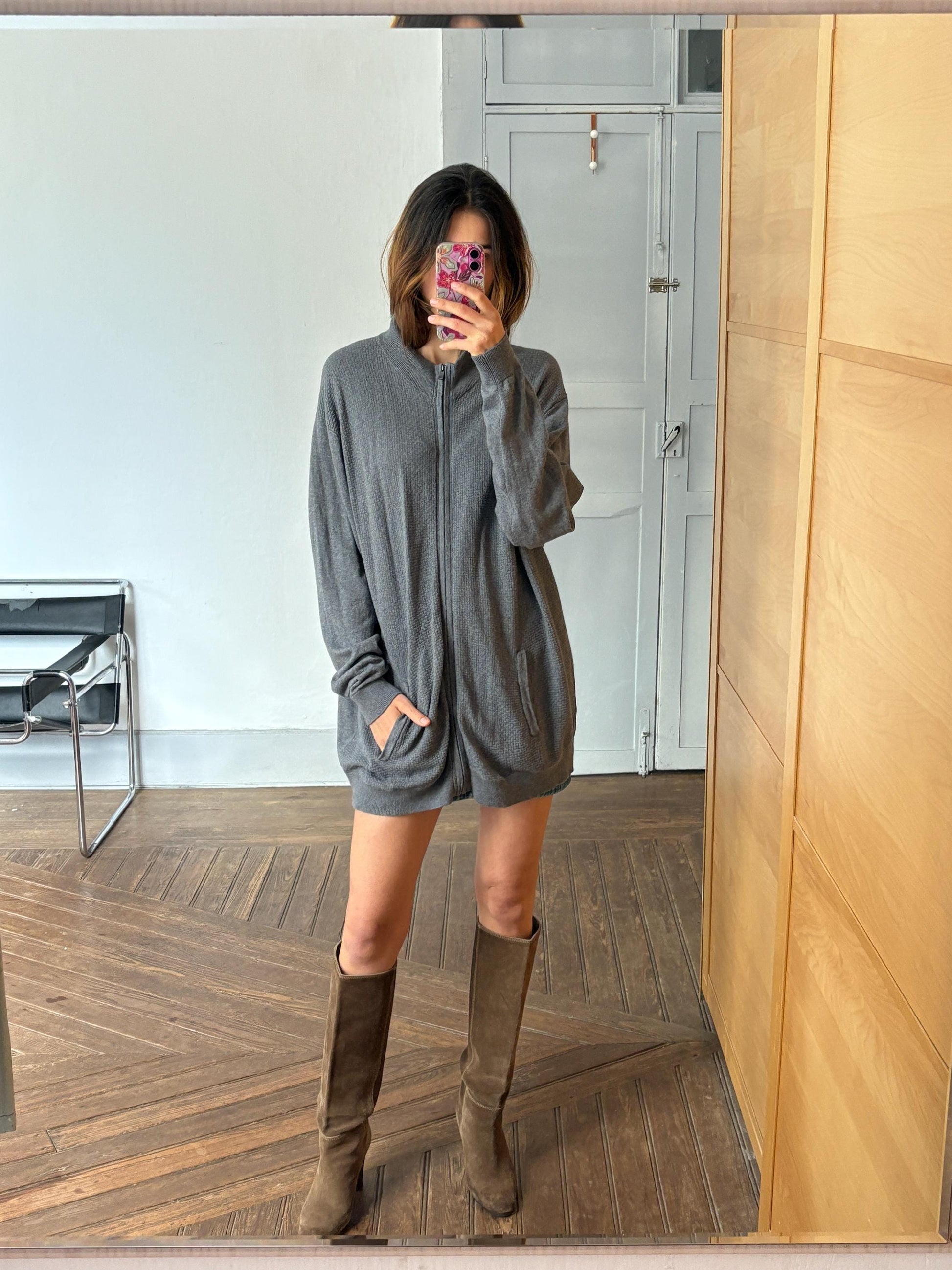 Vintage Emidio Tucci Zip-Up Knit Vest , Luxury cotton silk cashmere vest, Oversized Fit Jumper, S