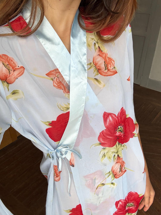 Vintage Sheer Floral Kimono Robe – Dreamy & Elegant!
