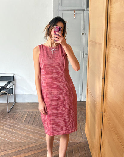 Vintage Pink and Red Formal Dress — back view