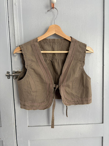 Vintage Boho Brown Lace Trim Vest — additional view 6