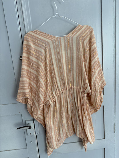 Vintage Striped Boho Tunic With Tie Front — additional view 5
