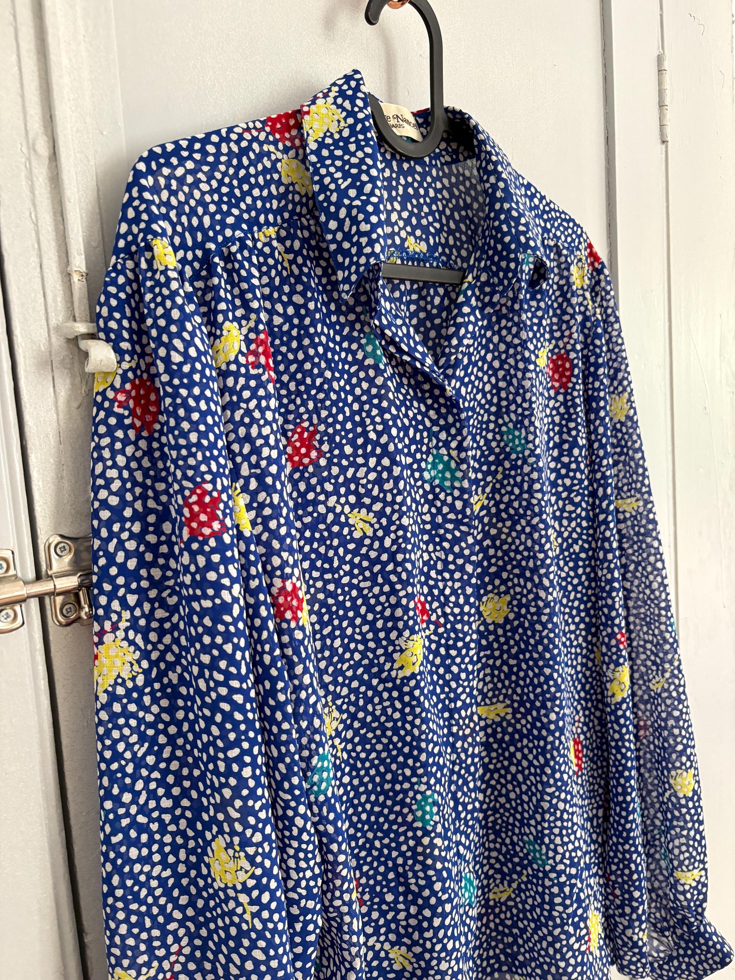 Vintage Serge Nancel Paris Sheer Floral Blouse – Retro Chic!