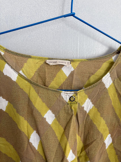 Jocavi Vintage 70s Cropped Top, Cotton Boho Striped Blouse