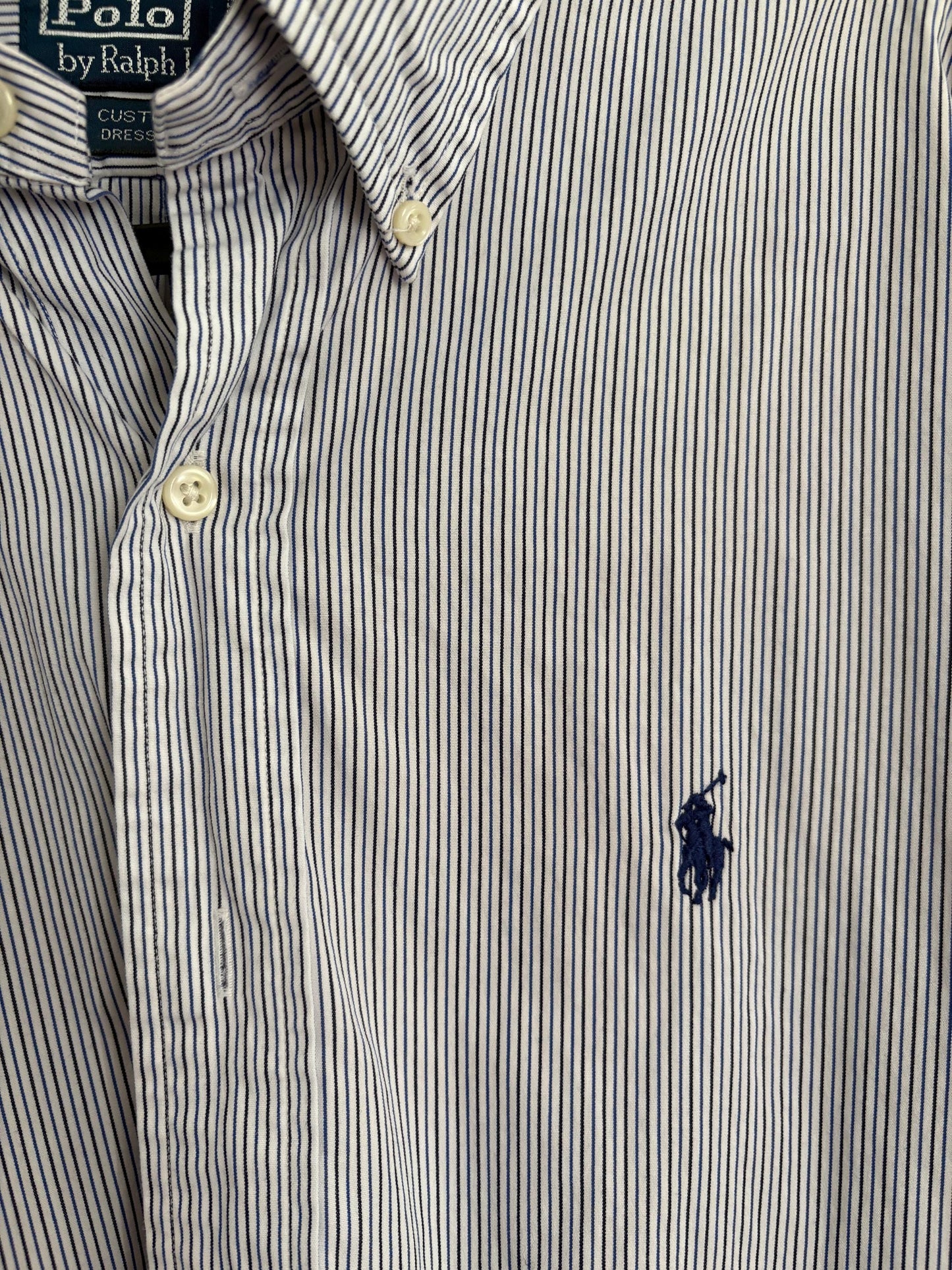 Vintage Polo Ralph Lauren Short-Sleeve Striped Button-Up – Preppy, 90s Oversized Fit