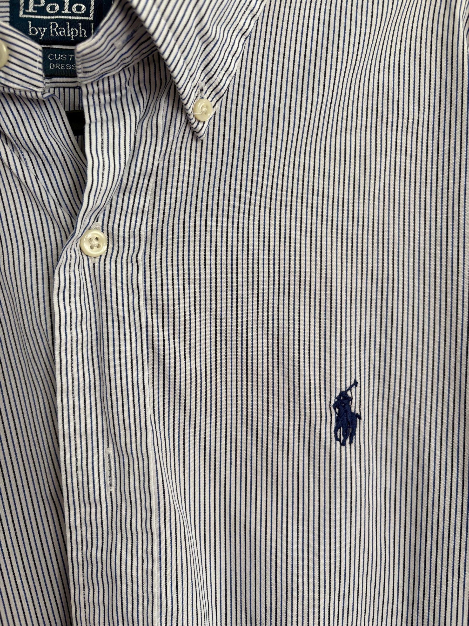 Vintage Polo Ralph Lauren Short-Sleeve Striped Button-Up – Preppy, 90s Oversized Fit