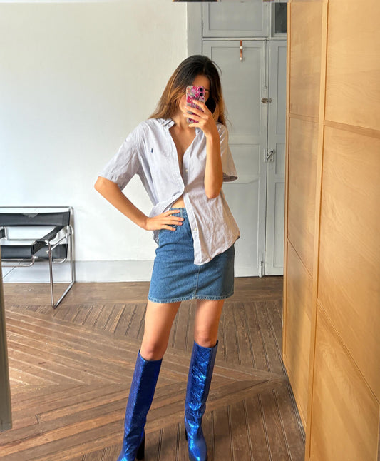 Vintage Polo Ralph Lauren Short-Sleeve Striped Button-Up – Preppy, 90s Oversized Fit