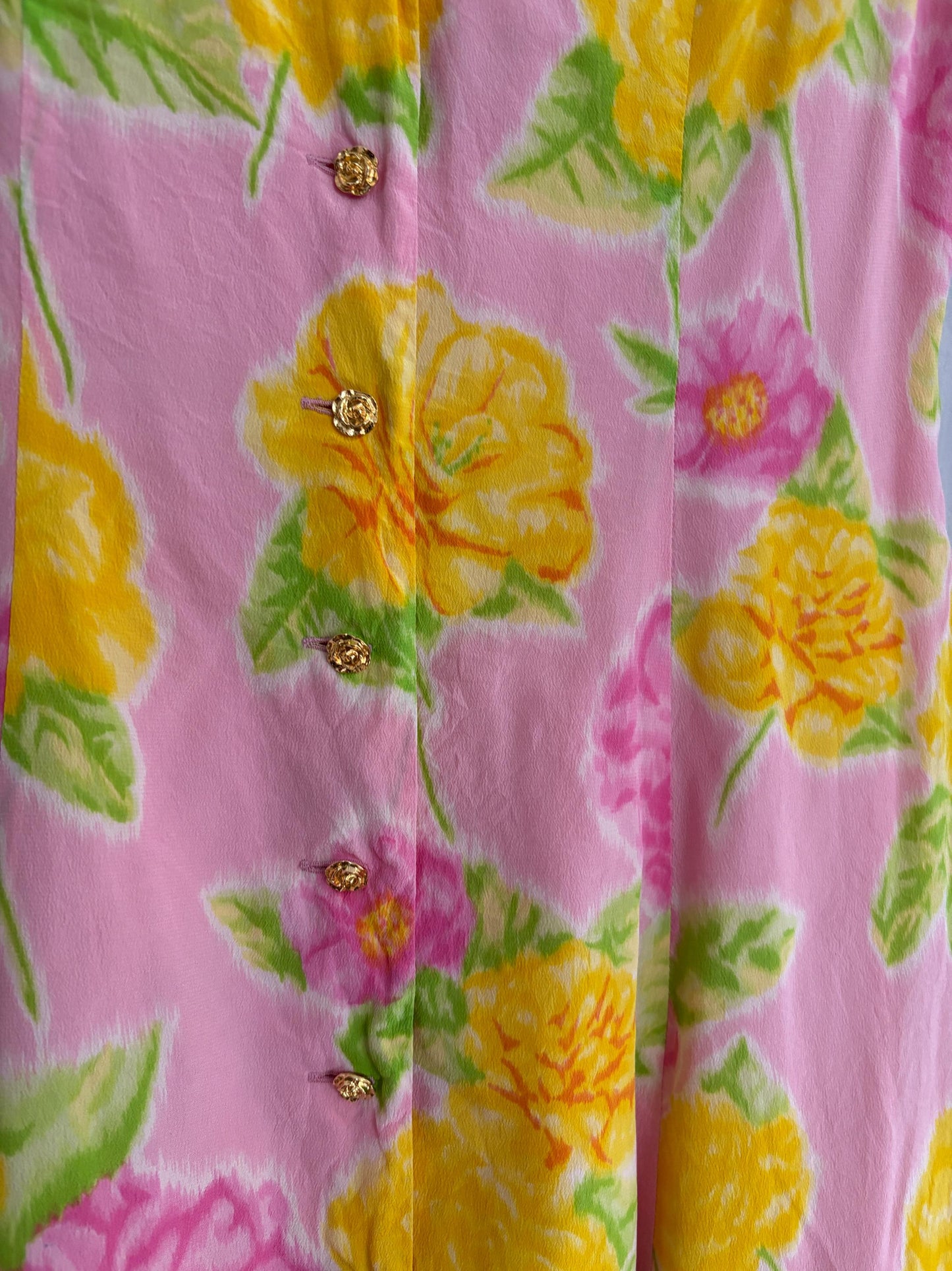 Vintage Escada Silk Floral Mini Dress – 1990s Designer Pink Summer Romance outfit, Luxury wedding short guest dress