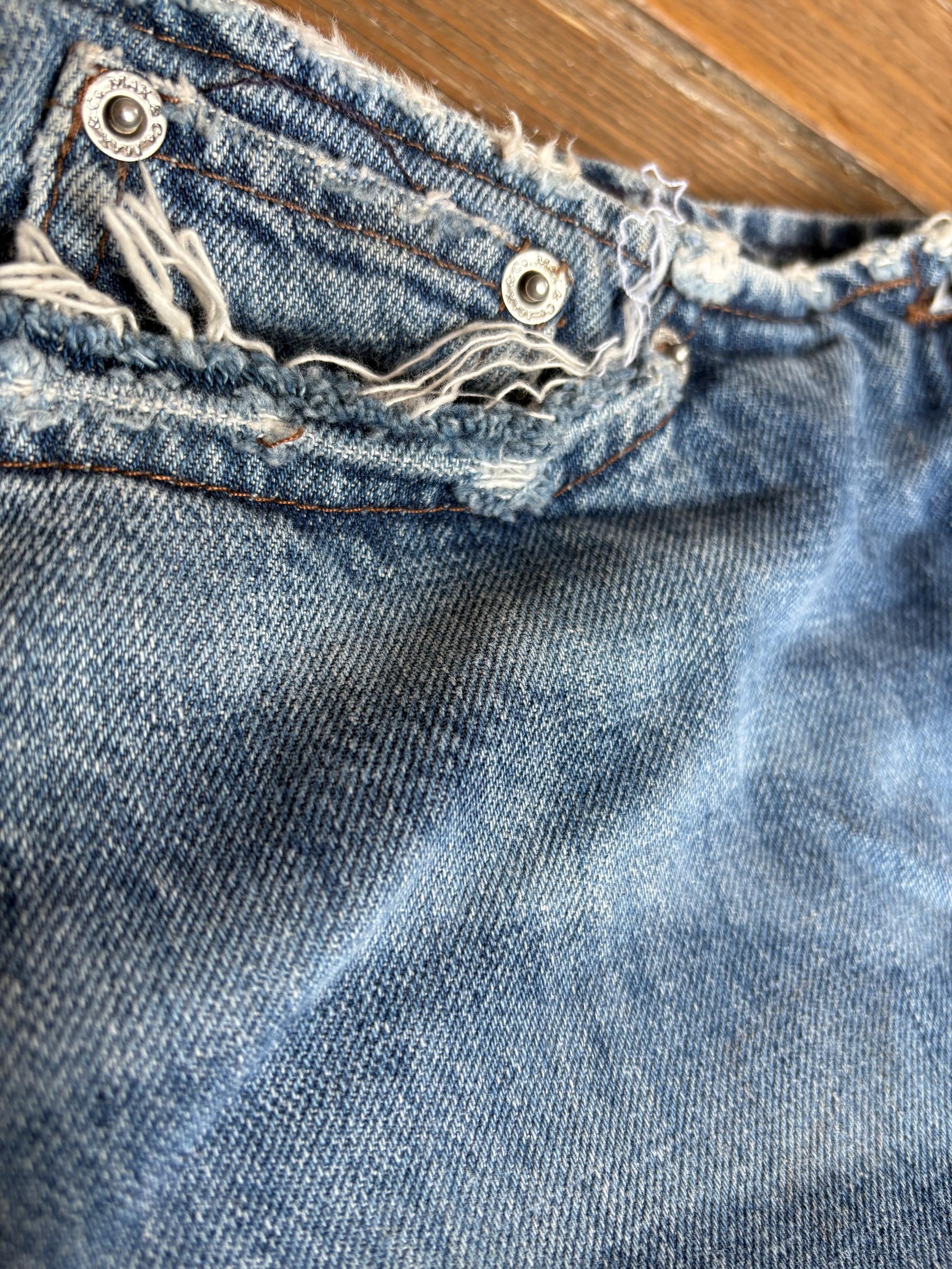 Vintage Max & Co Denim Midi Skirt – High Waist 90s Y2K. Made in Italy. EU 44