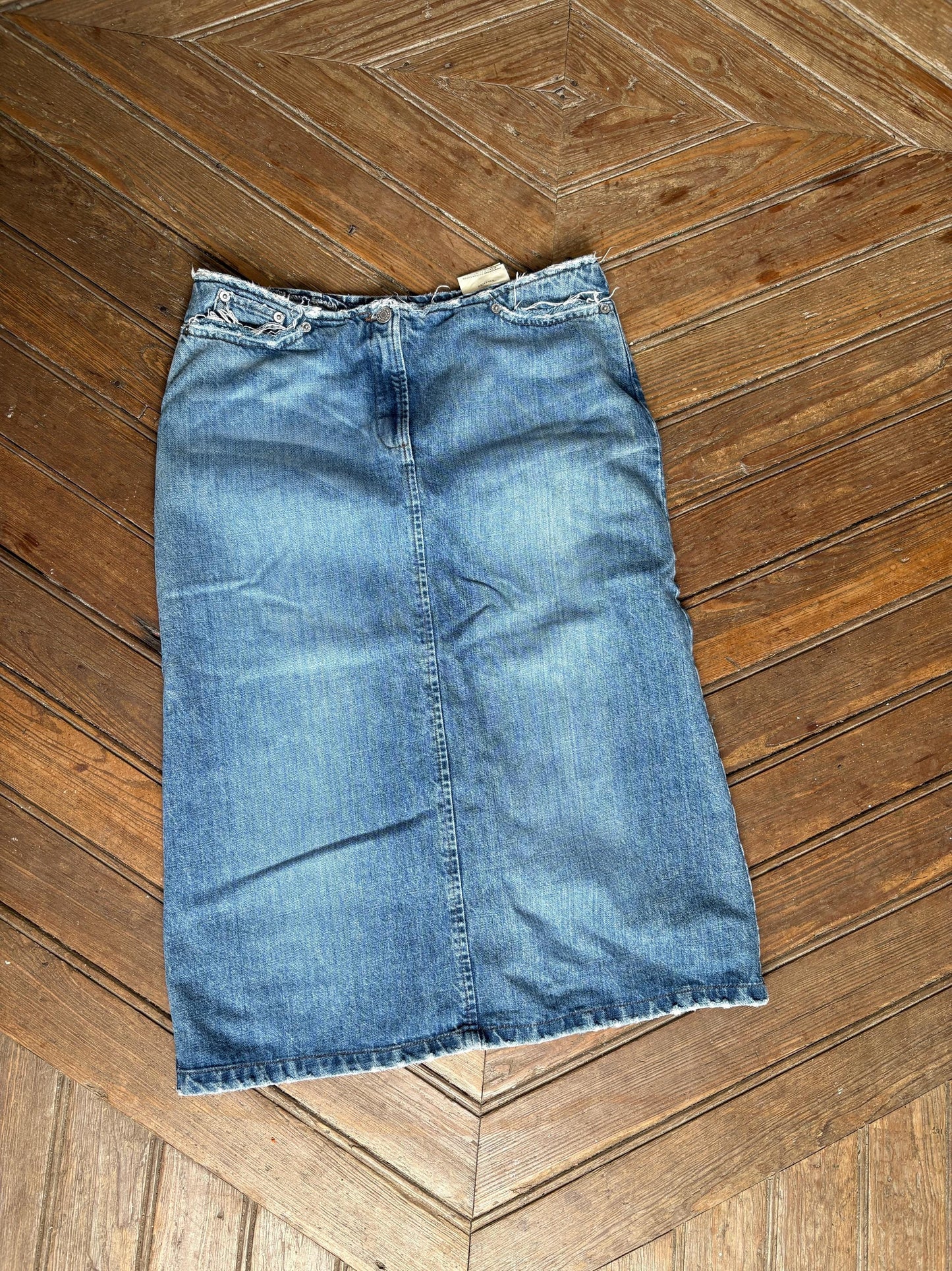 Vintage Max & Co Denim Midi Skirt – High Waist 90s Y2K. Made in Italy. EU 44