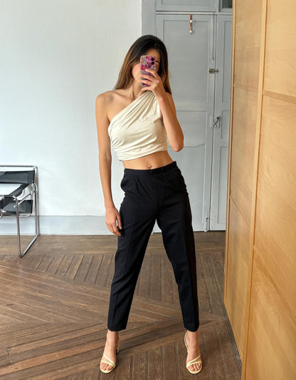 Black Wool Vintage Trousers by Lella Mode - Dark Academia