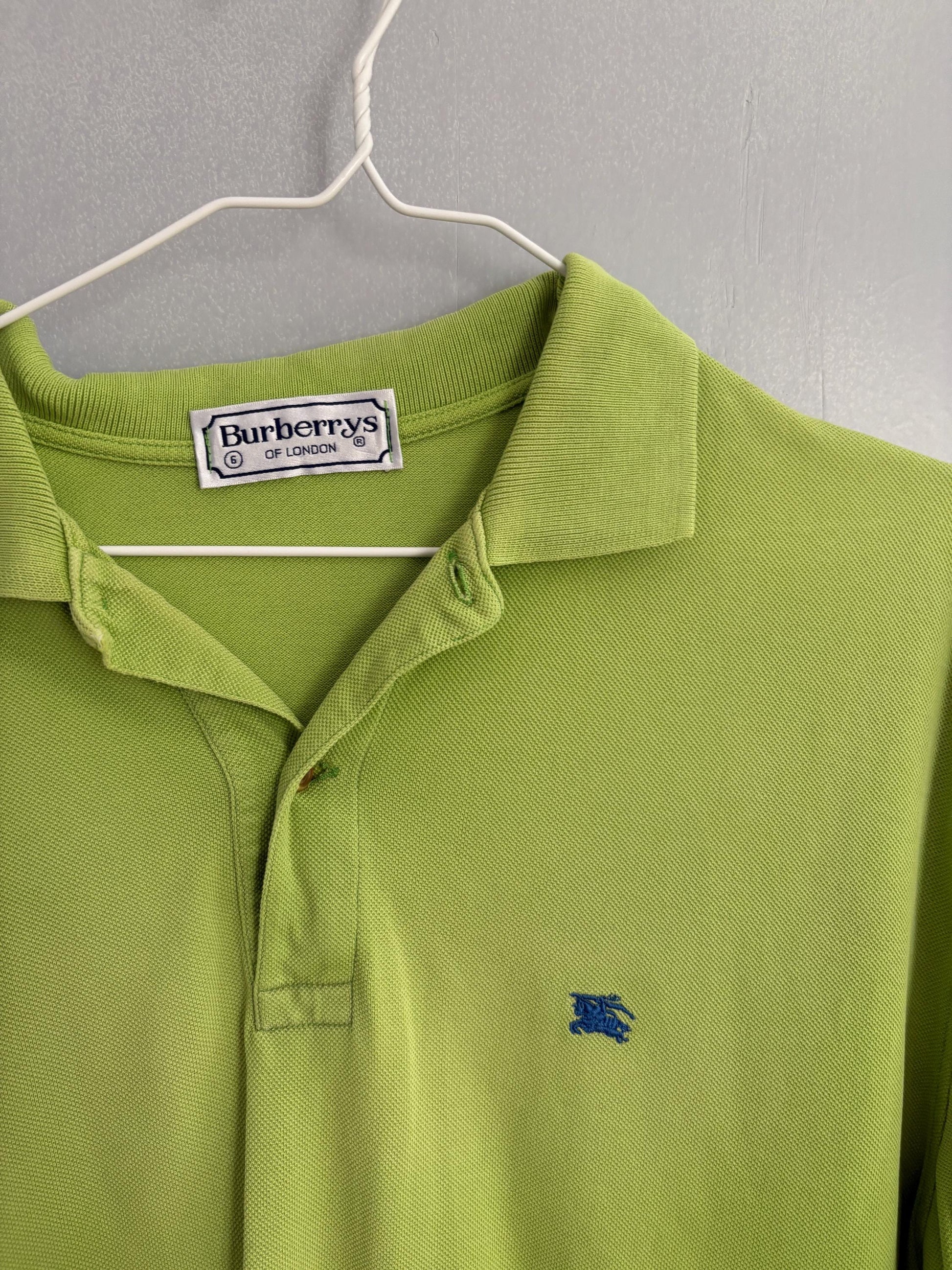Vintage Burberrys of London Polo Shirt – Bright Green Classic - Vintage Designer shirt, 6, oversized fit, Size L - XL