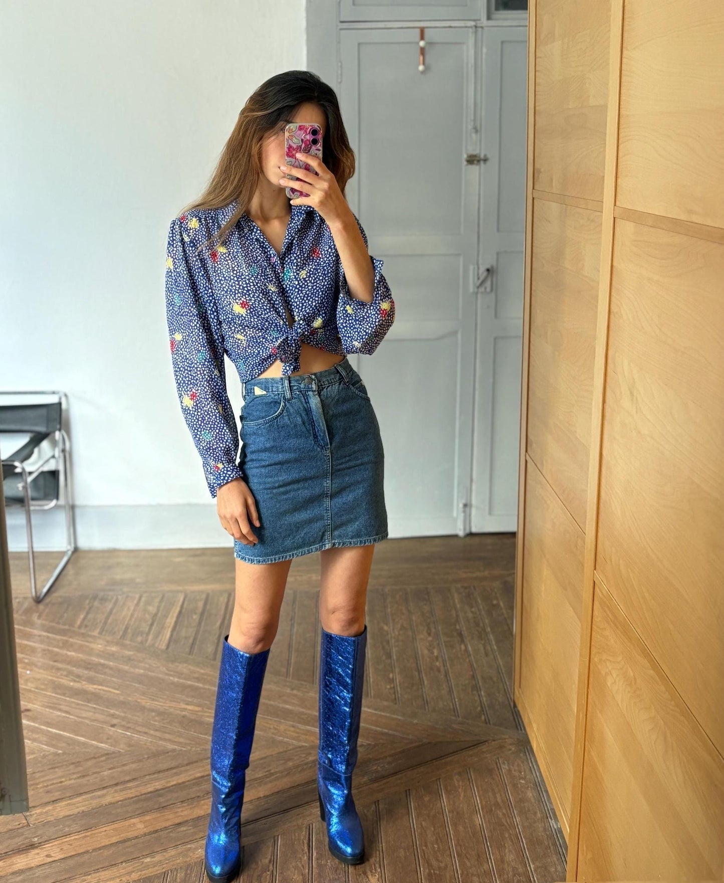 Vintage Serge Nancel Paris Sheer Floral Blouse – Retro Chic!