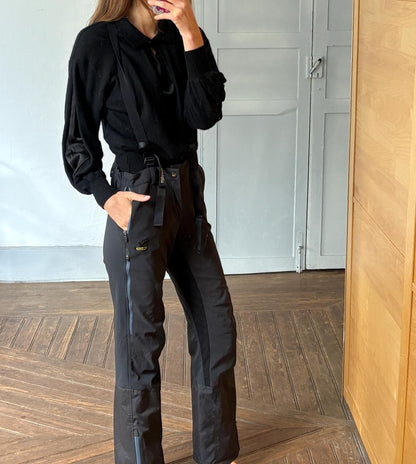 Vintage Black Salewa Ski Pants — back view