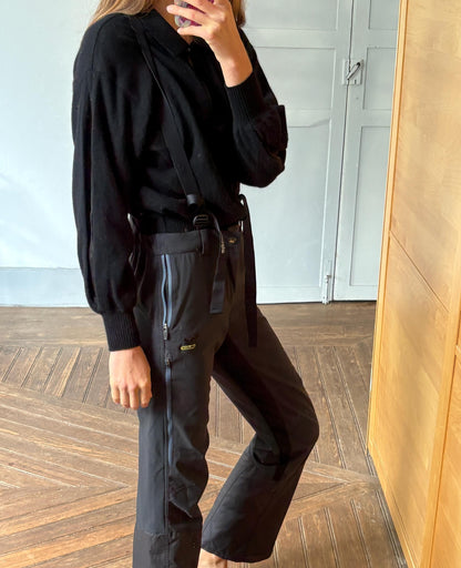Vintage Black Salewa Ski Pants — fabric close-up